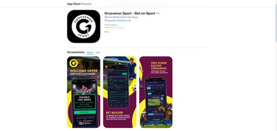 Grosvenor sports screenshot