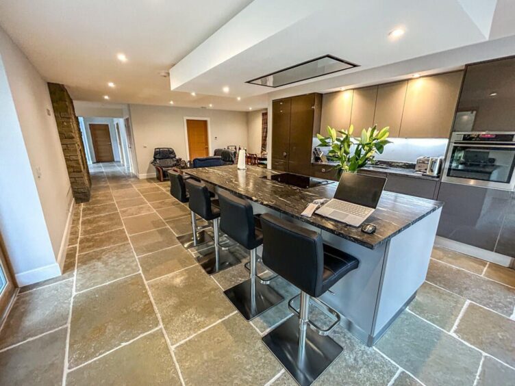 Open plan kitchen/dining area. 