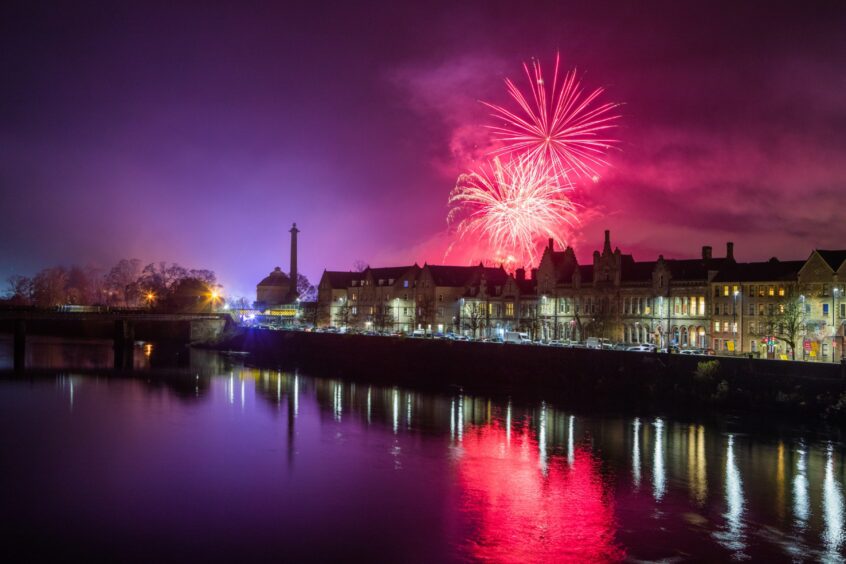 Fireworks display at South Inch in Perth.