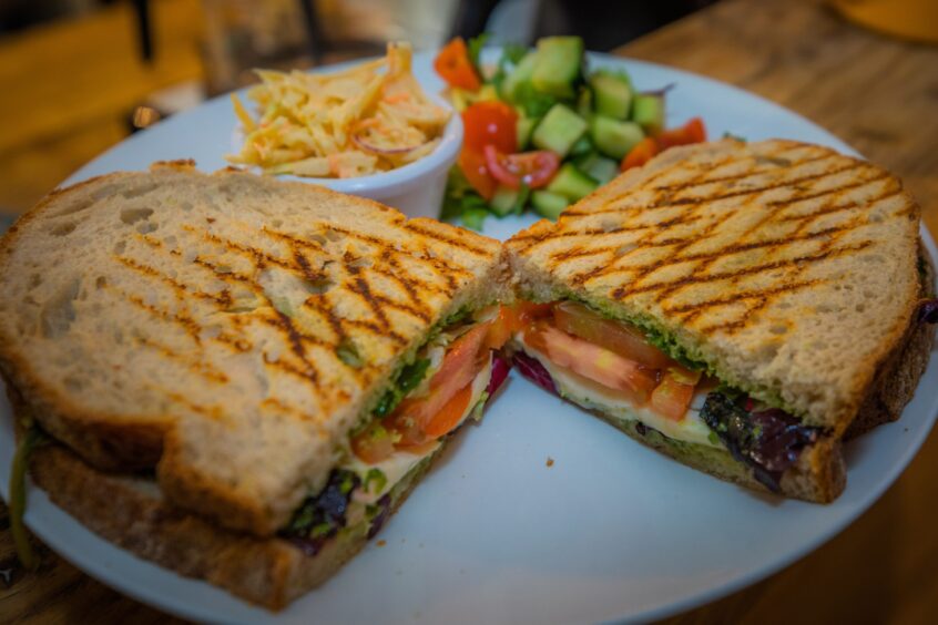 A toasted mozzarella and tomato sandwich at Fika, Aberfeldy.