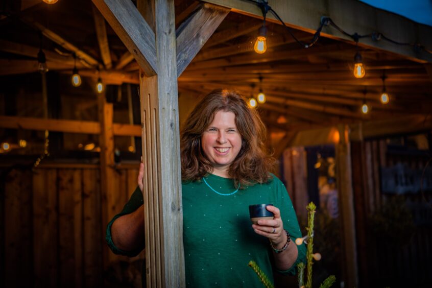 Fiona Grant outside Glen Lyon Coffee Roasters in Aberfeldy.