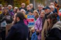 Crowd of people, some with Save Scone library placards