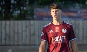 Sam Harding in action for Kelty Hearts