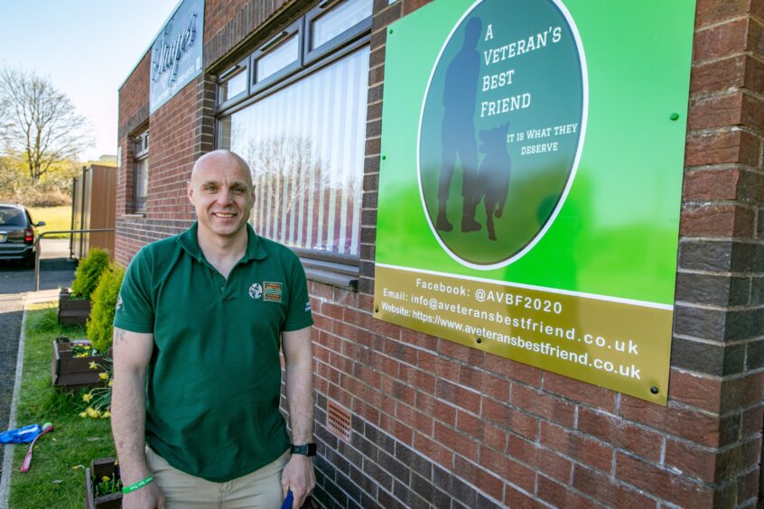 Fife veteran Mick outside the premises of A Veteran's Best Friend