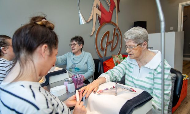 Pamela Gillis, 72, and Mary Tattersall, 73, have their nails done at Hepburns Nail Lounge in St Andrews. Image: Steve Brown/DC Thomson.