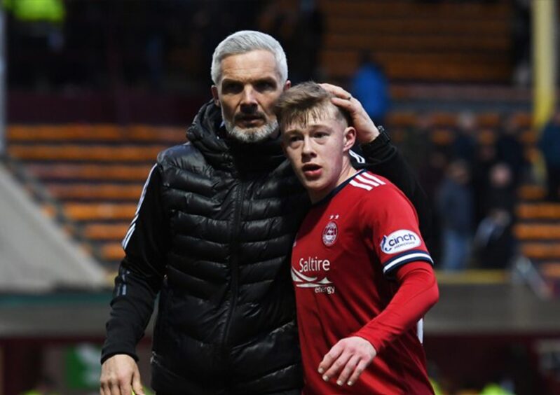 Jim Goodwin, left, gave Connor Barron a chance to cement his place at Aberdeen