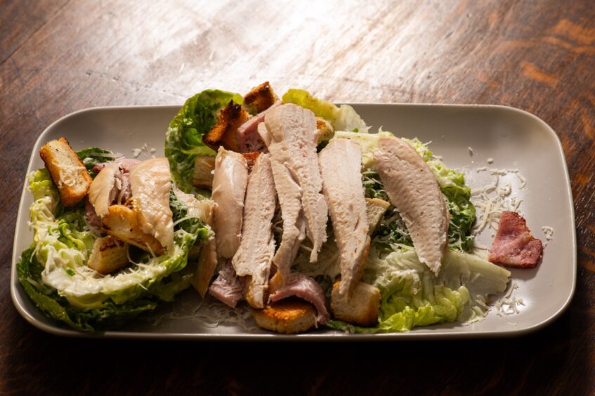 Caesar salad with chicken.