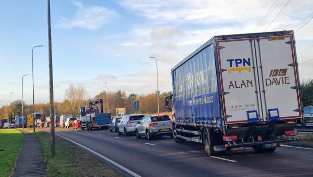 Traffic approaching Swallow Roundabout from Myrekirk. Image: DC Thomson/Andrew Robson