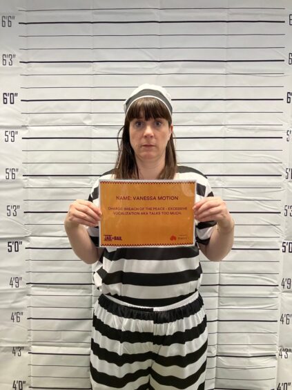 Kingdom FM presenter Vanessa Motion in costume for her Jail or Bail fundraiser.