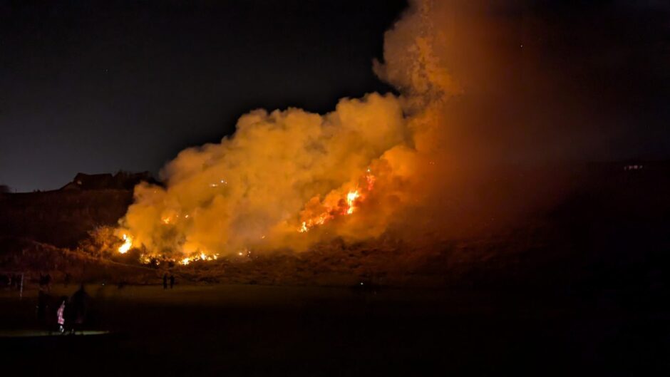 Two fire crews tackle blaze at Victoria Park in Arbroath.