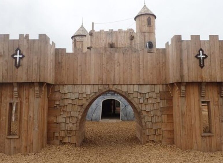 Wooden children's play fort at Brechin Castle Centre.