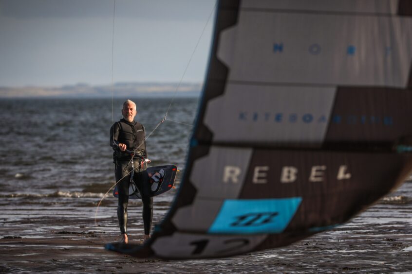 Kite surfing is great for fitness, as Paul Herdman attests. Image: Mhairi Edwards.