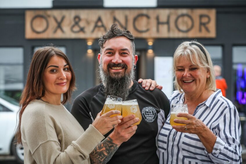 Nicola and Sian Linton outside the Ox and Anchor with Nicola's mum, Fiona Boyter. 