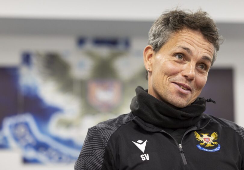 St Johnstone manager, Simo Valakari, during a press conference.