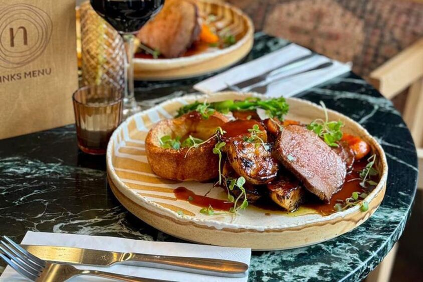 Christmas food on wooden board.