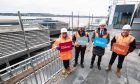 Dundee City Council leader (second from left) is given a tour of the James Thomson House with (L-R) Vicky Aitchison, Robertson Construction's design manager, Councillor Steven Rome, and Kevin Dickson, Robertson Construction's regional managing director. Image: Paul Reid.
