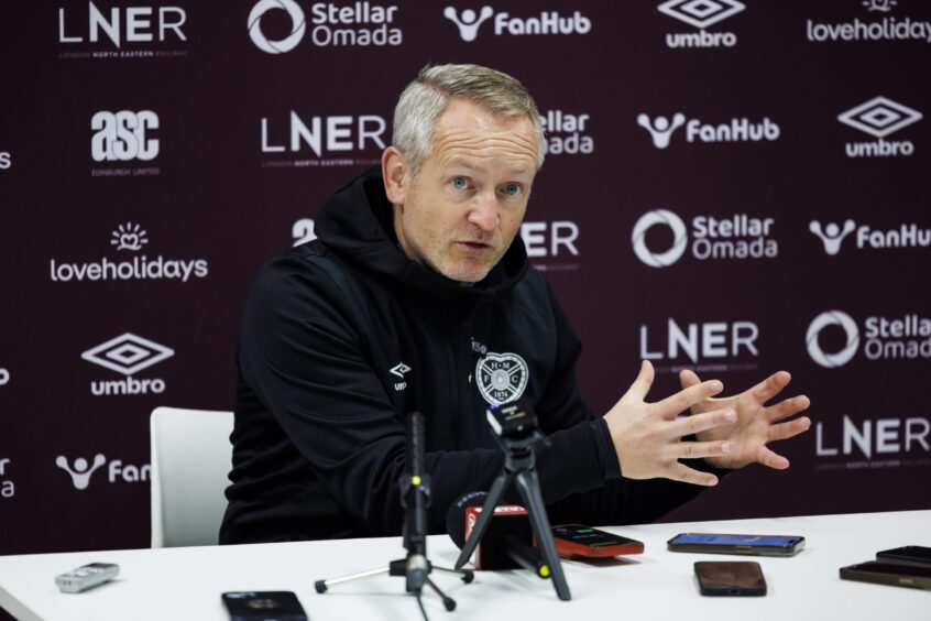 Hearts boss Neil Critchley. Image: Mark Scates/SNS