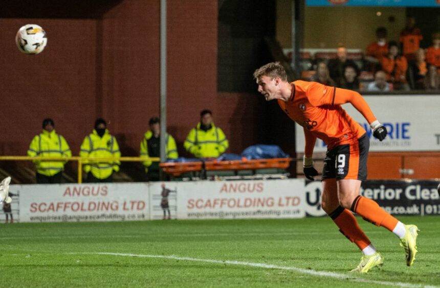Sam Dalby heads home for Dundee United