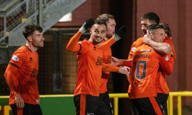 Dundee United players celebrate against Killie