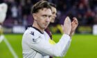 Jordan McGhee skippered Dundee at his former club Hearts. Image: Mark Scates/SNS