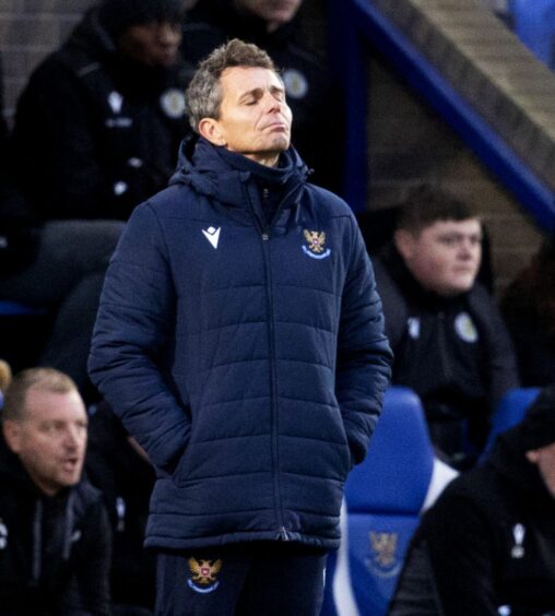 St Johnstone manager Simo Valakari on the touchline during the game against St Mirren.