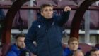 Simo Valakari gives instructions from the touchline at Tynecastle.