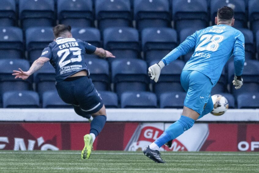 Dylan Easton fires in Raith Rovers' early opener.
