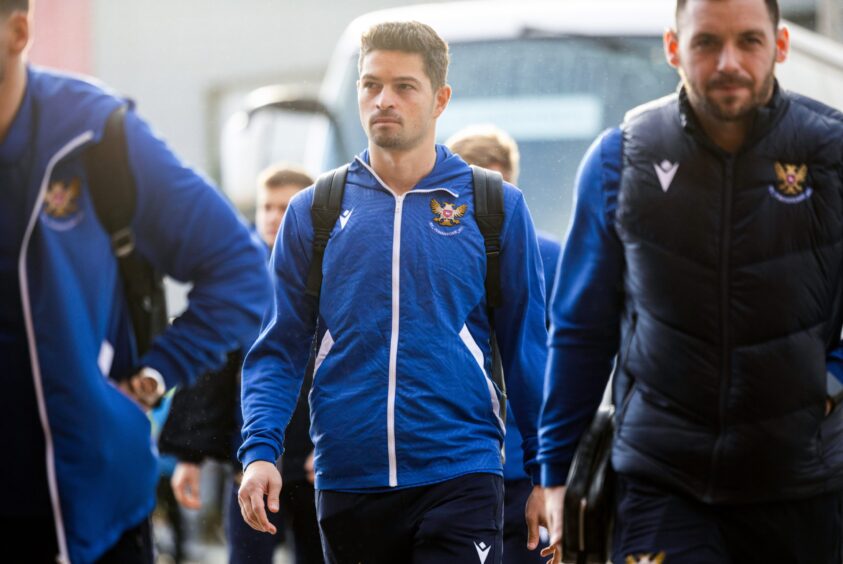 David Keltjens and Drey Wright walking into Celtic Park before St Johnstone played there.