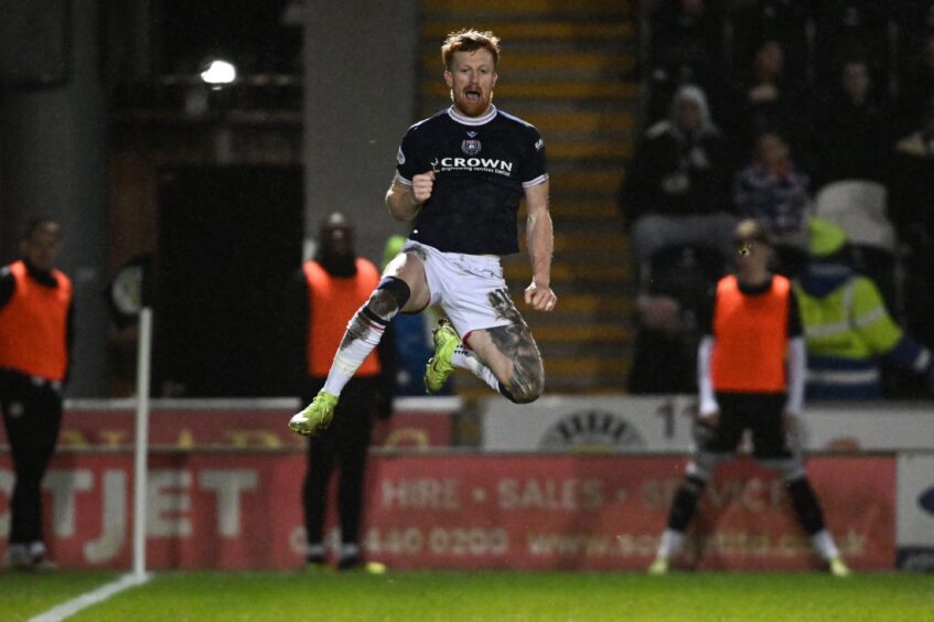 Simon Murray celebrates his double at St Mirren