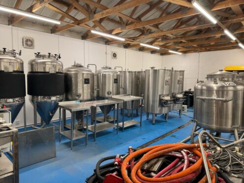 A blue brewery floor has now been fitted inside the Dunblane unit, and brewing equipment has arrived. Image: Sheep in Wolf's Clothing Brewery