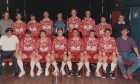 Back from left: Raymond Barr, Billy Lee, Alan MacFarlane, David Robson, Craig Barr, Scott Carrie, Ash Wright, Steve Finan, Willie Strachan. Front: Derek Hosie, George Wright, Alec Dowall, Phil Duncan, Derek Grier, Arthur Innes, Pat McGlone, Graeme Finnan. All-Winners Trophy winners 1992-93.