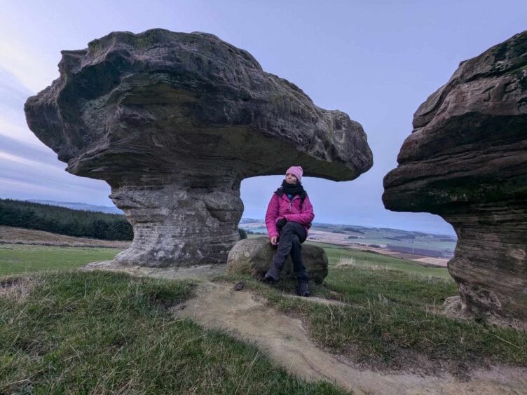 Gayle hangs out at the base of the Bunnet Stane - before discovering the Maiden's Bower beneath.