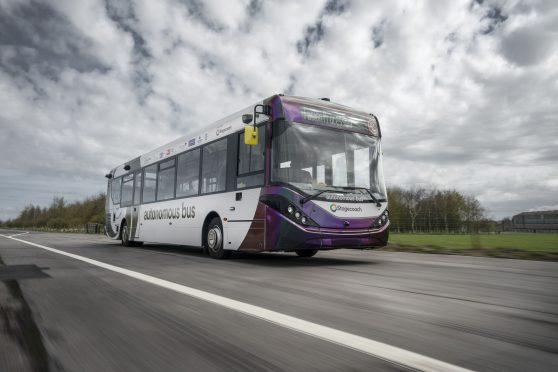One of the 'driverless' buses that Stagecoach uses on its AB1 route. Supplied: Stagecoach