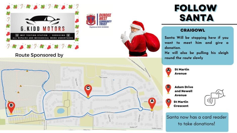 The Craigowl Santa sleigh route map 