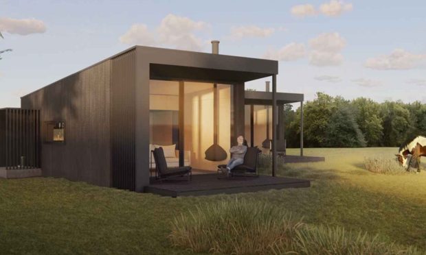 A design image of the Eassie holiday pods. Image: Bobby Halliday Architects