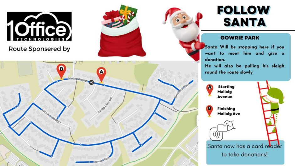 The Gowrie park Santa Sleigh route map 