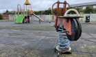 Dilapidated play equipment in the small park at Knowehead in Kirriemuir. Image: Graham Brown/DC Thomson