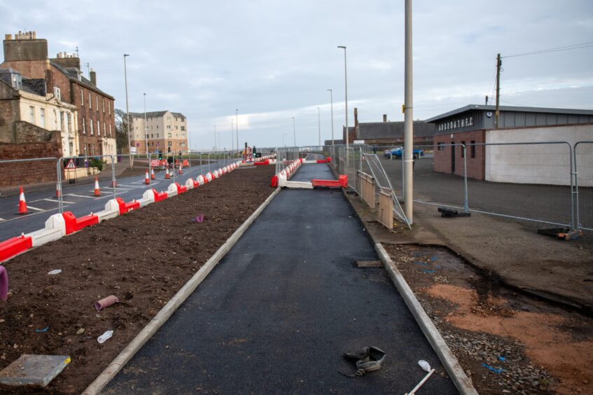 Arbroath cycle path beside Gayfield Park.