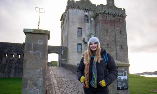 Features writer Rebecca Baird outside Broughty Castle.