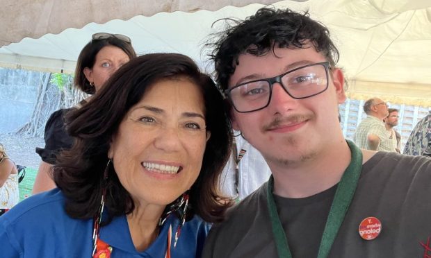 Cupar teenager Nathan Bushnell (right) with World YMCA president Soheila Hayek in Mombasa, Kenya. Kenya. Image: Nathan Bushnell