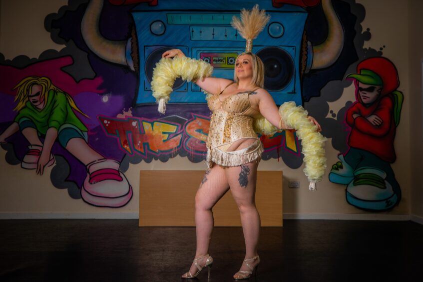 Dundee burlesque performer Tequila Diamond struts her stuff. 