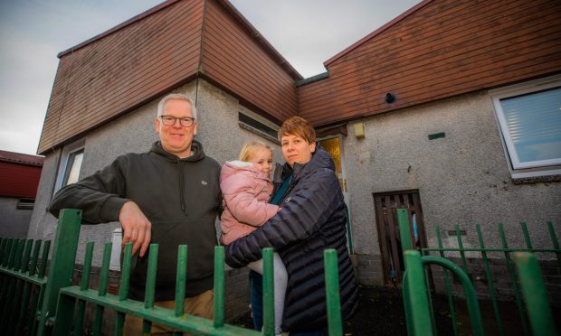 Danielle Cowie with partner Peter and daughter Rylee. Image: Steve MacDougall/DC Thomson