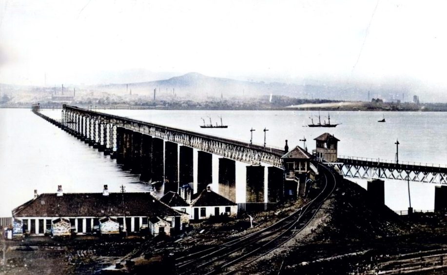How the Tay Rail Bridge looked following the collapse of 13 girders.