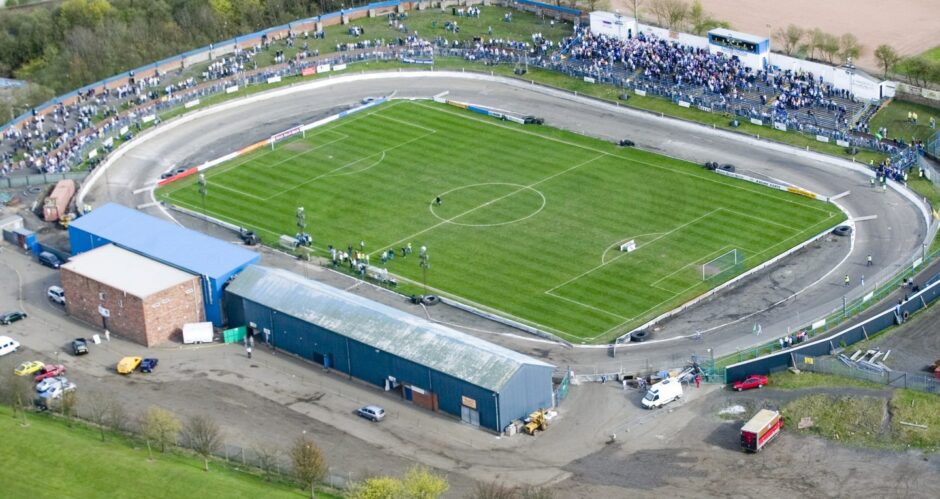 An aerial view of Cowdenbeath's Central Park. Image: SNS.