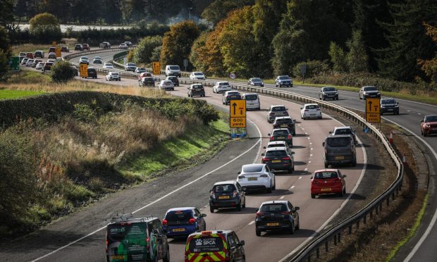 Roadworks on A90 between Perth and Dundee.