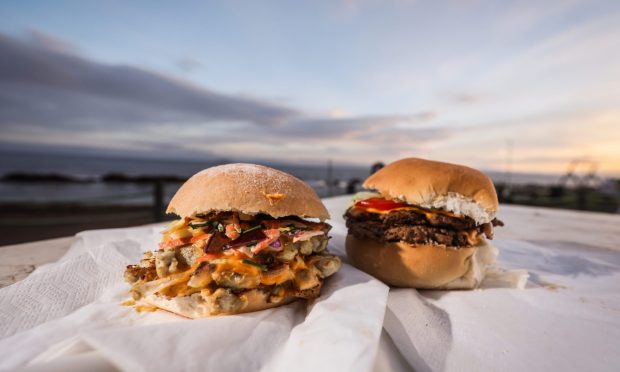 The fish burger with salad and coleslaw and a classic beef burger.  Image: Mhairi Edwards/DC Thomson