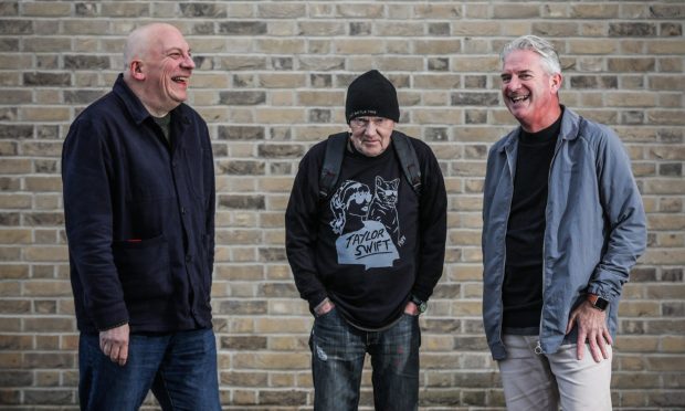 Jan Burnett of Spare Snare with Mike Kane and Steve Grimmond of aaga. Image: Mhairi Edwards/DC Thomson