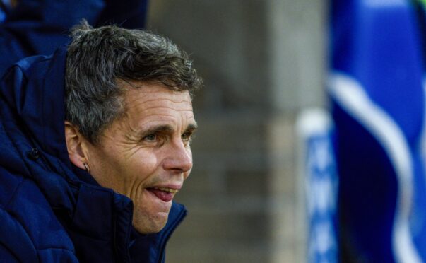 Simo Valakari in the St Johnstone dugout before a game at McDiarmid Park.