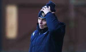 St Johnstone manager, Simo Valakari., on the touchline during the match against Motherwell.