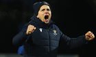 St Johnstone manager Simo Valakari celebrates after his team beat Motherwell.